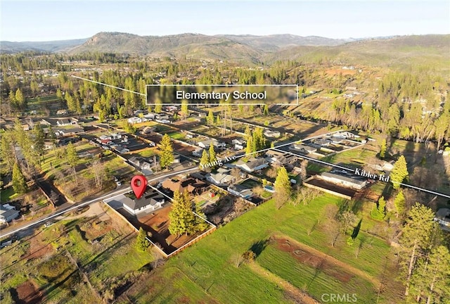 drone / aerial view with a mountain view