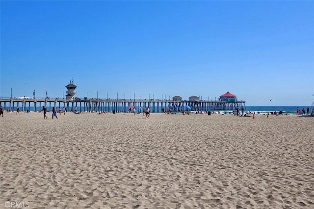 view of water feature with a view of the beach