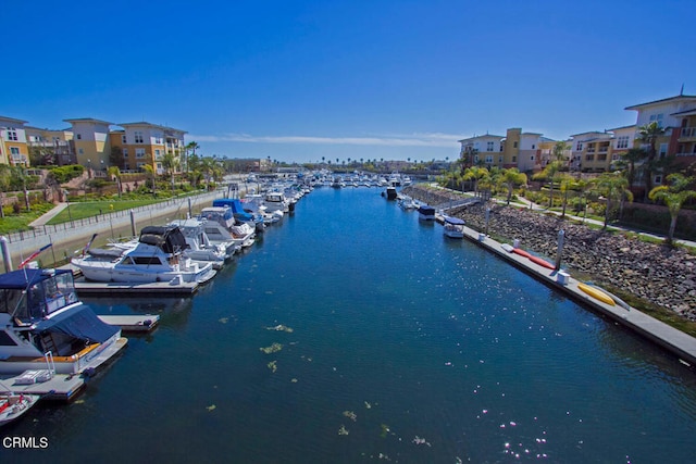 property view of water featuring a dock