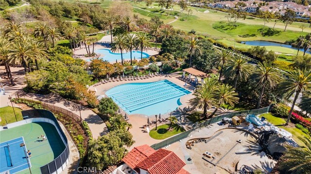 106 Via Sabinas, San Clemente, CA 92673 - aerial view of a pool, a golf course, and a nearby body of water