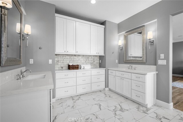 106 Via Sabinas, San Clemente, CA 92673 - full bathroom with marble finish floors, baseboards, recessed lighting, and two vanities