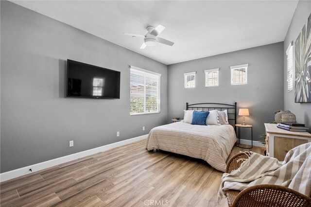 106 Via Sabinas, San Clemente, CA 92673 - bedroom featuring light wood-style flooring, baseboards, and ceiling fan