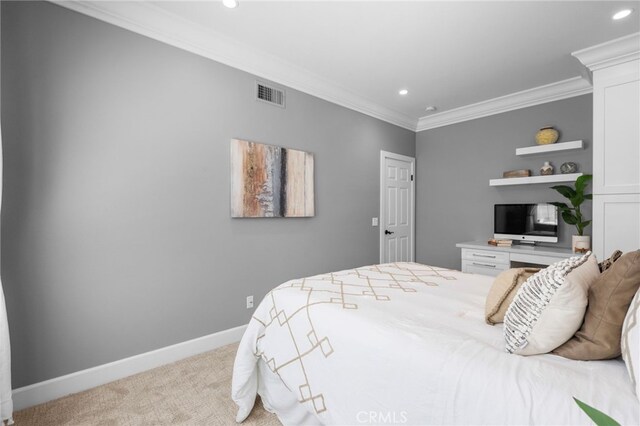 106 Via Sabinas, San Clemente, CA 92673 - bedroom with light carpet, recessed lighting, crown molding, and baseboards