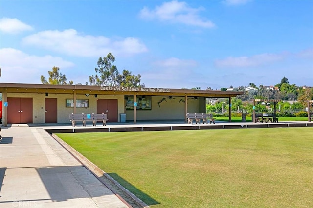 view of community featuring a lawn