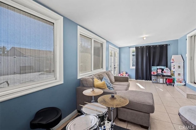 view of tiled living room