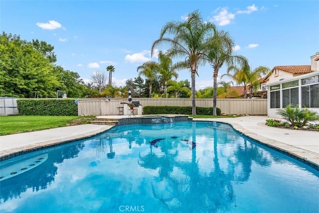 view of pool featuring a fenced in pool and a fenced backyard