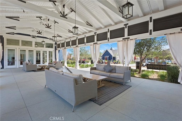 view of patio / terrace with french doors and outdoor lounge area