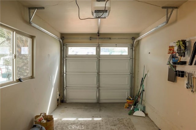 garage with a garage door opener