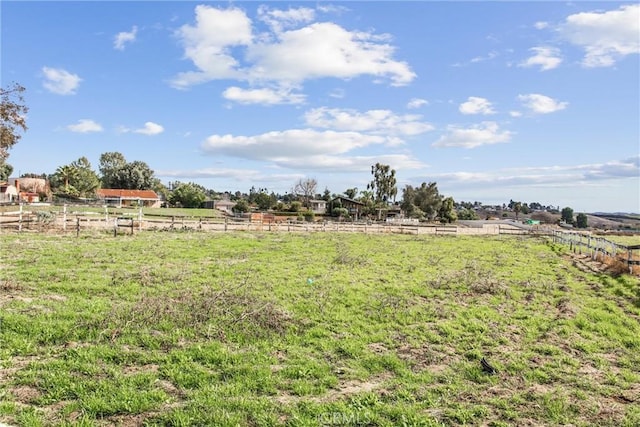 view of yard with a rural view