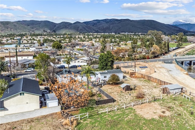 aerial view with a residential view and a mountain view