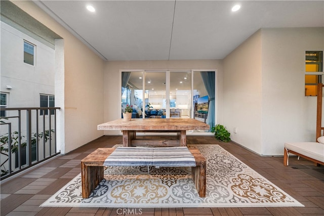 dining space featuring recessed lighting