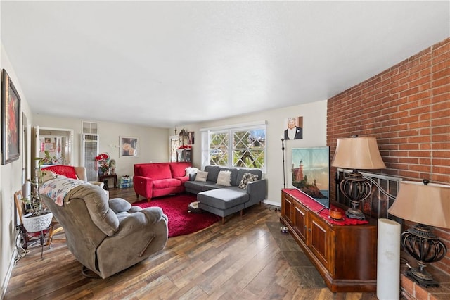 living room with wood-type flooring