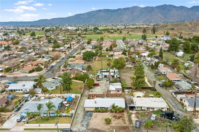 aerial view featuring a residential view and a mountain view