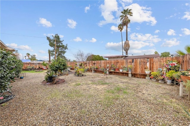 view of yard with a fenced backyard