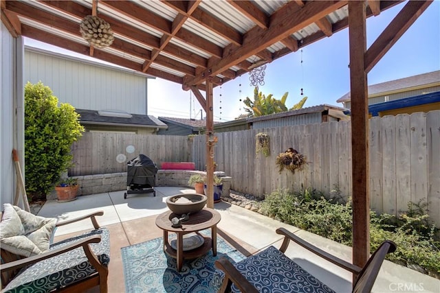 view of patio featuring a fenced backyard