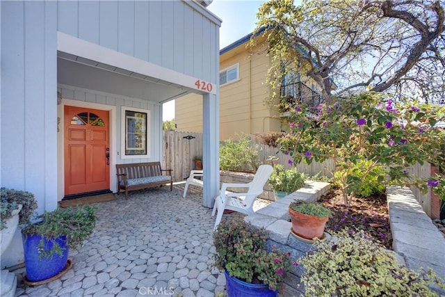 view of patio / terrace featuring fence