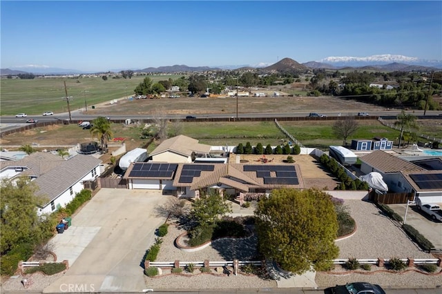 aerial view with a mountain view and a residential view