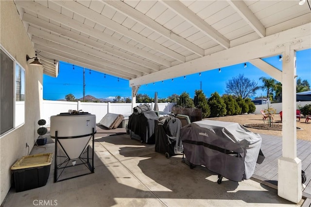 view of patio / terrace with grilling area and a fenced backyard