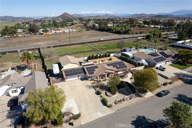 drone / aerial view with a mountain view