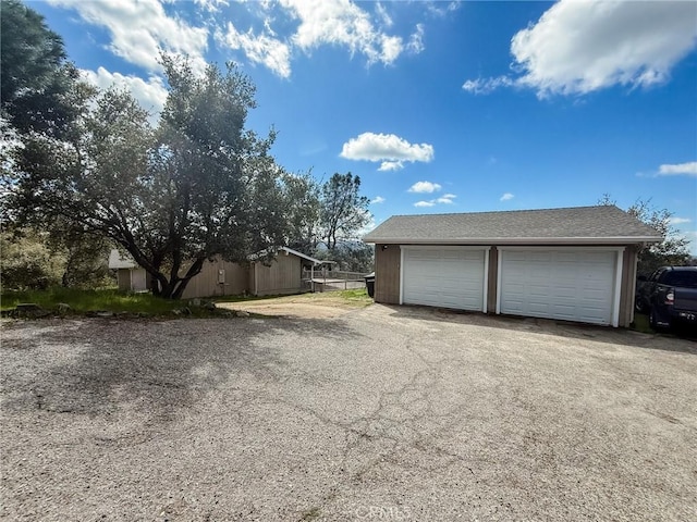 view of detached garage