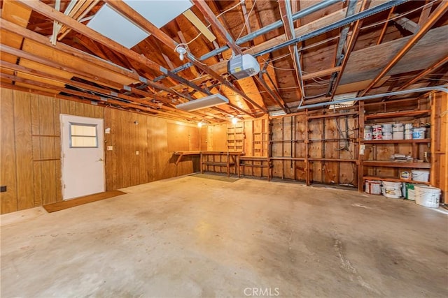 basement with a garage