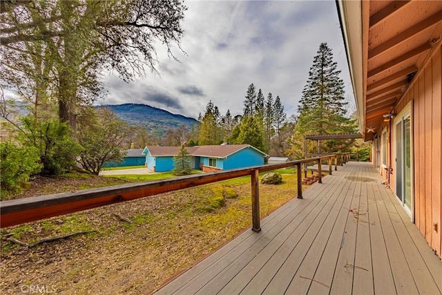 deck with a mountain view