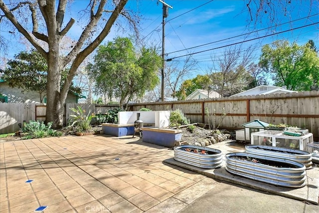 view of patio featuring a fenced backyard