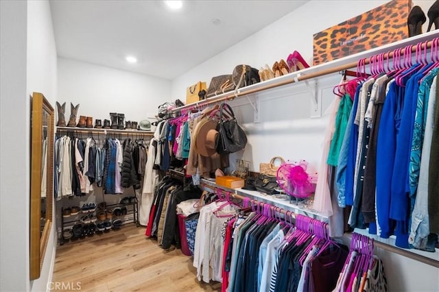 spacious closet with wood finished floors