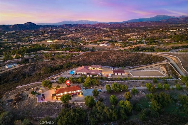 bird's eye view with a mountain view