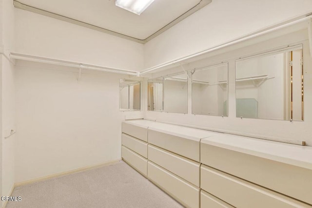 walk in closet featuring carpet flooring