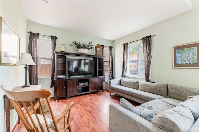 living area with wood finished floors