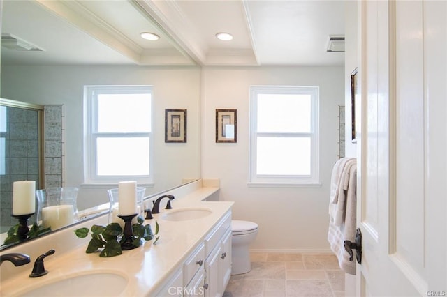 full bath with plenty of natural light, visible vents, and a sink