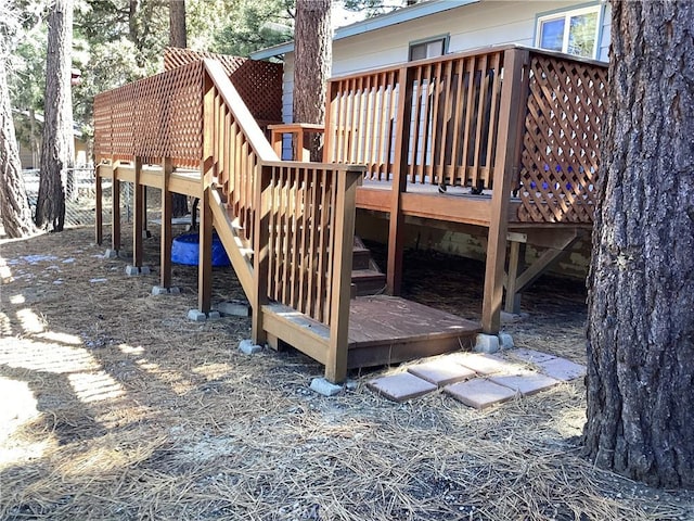 wooden deck with stairway