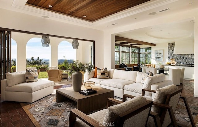 interior space featuring visible vents and outdoor lounge area