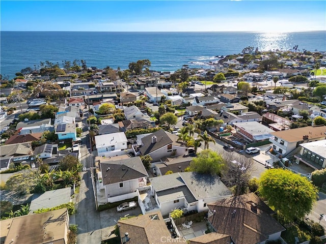 birds eye view of property with a residential view and a water view