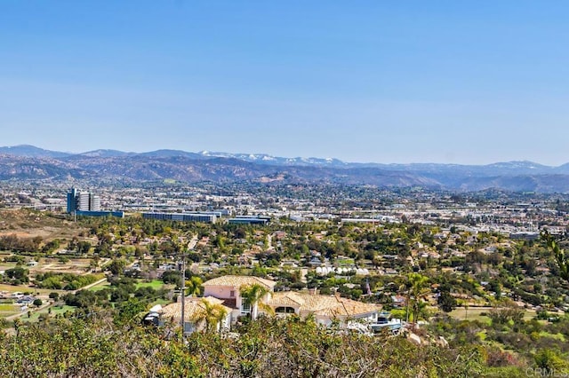 bird's eye view with a mountain view