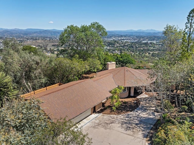 bird's eye view featuring a mountain view