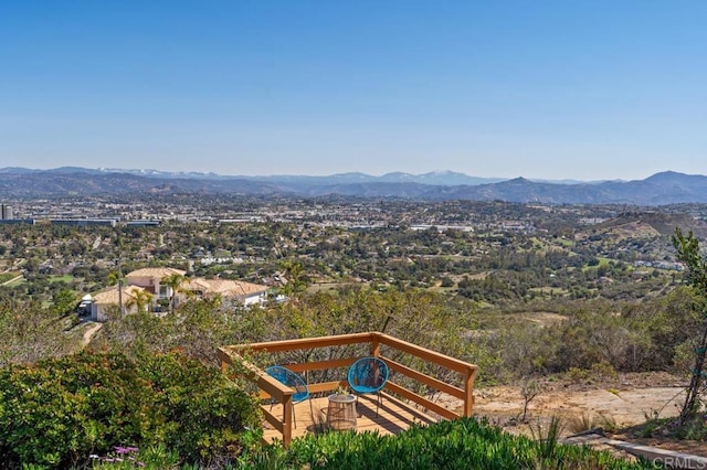 birds eye view of property with a mountain view