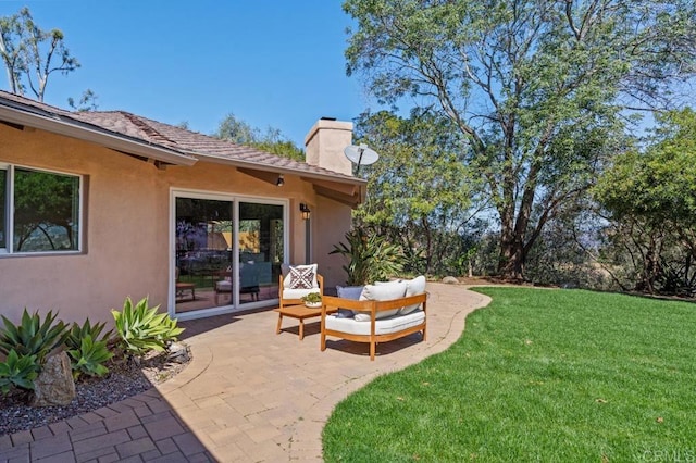 view of yard with a patio and an outdoor hangout area