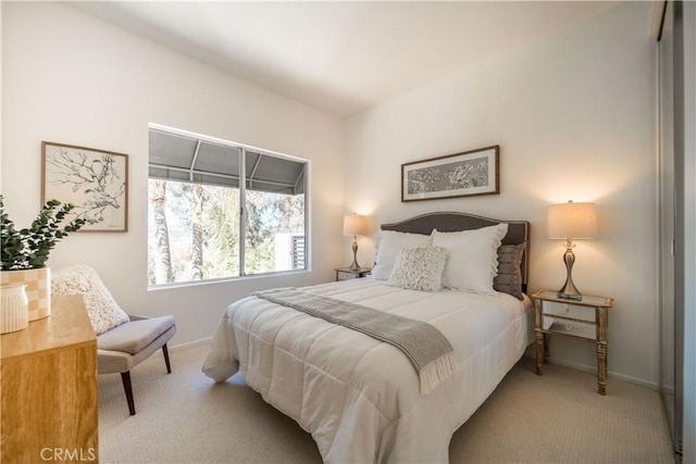 bedroom with baseboards and carpet floors