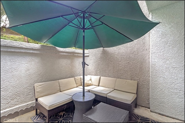 view of patio featuring an outdoor living space