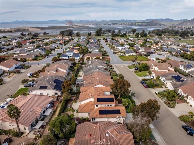 bird's eye view featuring a residential view and a mountain view