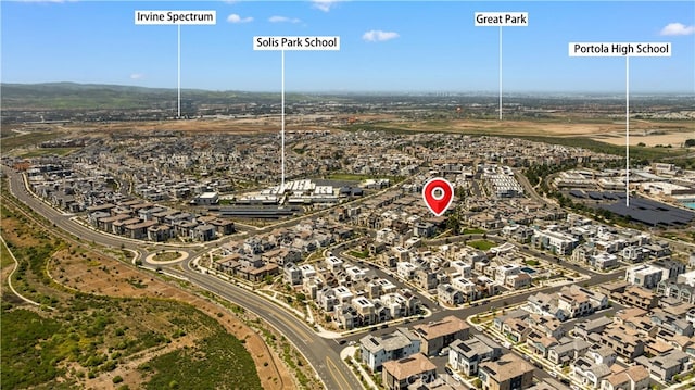 drone / aerial view with a residential view