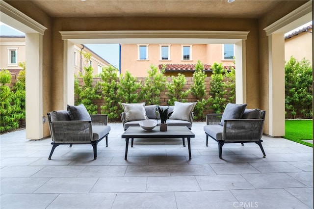 view of patio featuring an outdoor living space