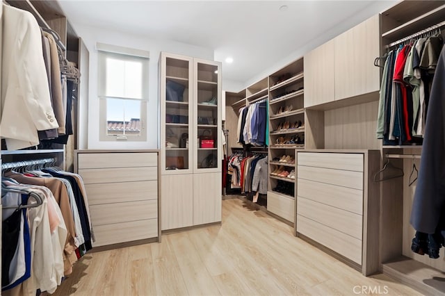 spacious closet featuring light wood-type flooring