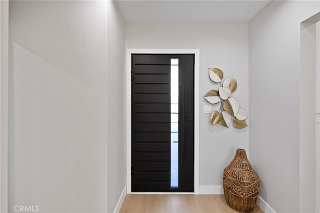 entrance foyer featuring wood finished floors and baseboards