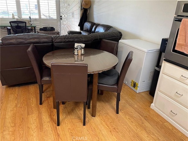 dining room featuring light wood finished floors