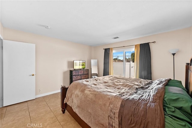 44680 La Paz Rd, Temecula, CA 92592 - bedroom with baseboards, access to outside, visible vents, and light tile patterned floors