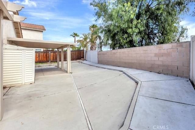 view of patio with a fenced backyard