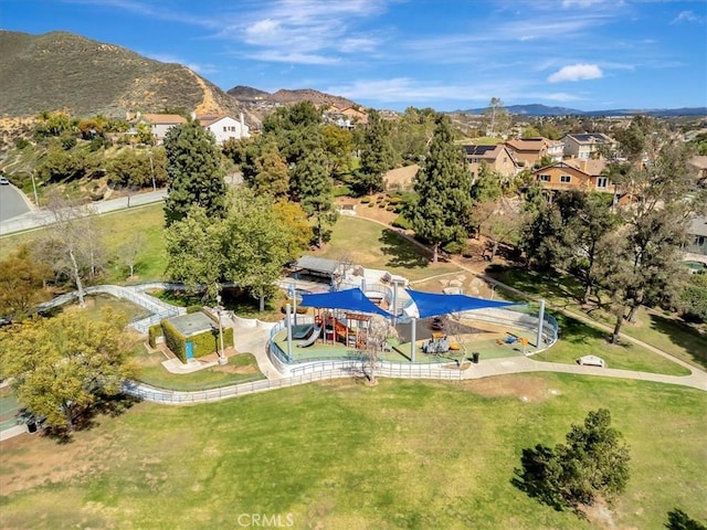 aerial view with a mountain view